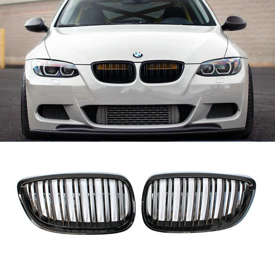 Kidney Grilles for 2007-10 BMW 3-Series E92/E93 Pre-LCI (Gloss Black Dual Slat) - Image 3