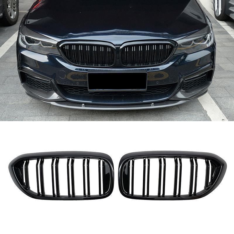 Kidney Grilles for 2017-20 BMW 5-Series G30/G31 (Gloss Black Dual Slat) - Image 3