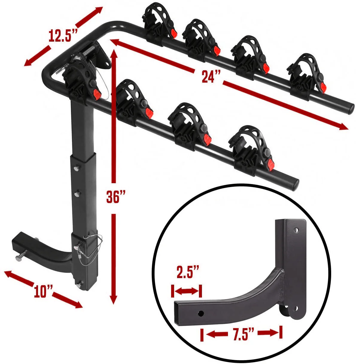 Swing Away Hitch Mount Bike Rack - Fits 2" Receivers Only - Image 4